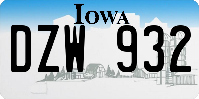 IA license plate DZW932