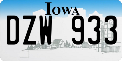 IA license plate DZW933