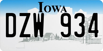 IA license plate DZW934