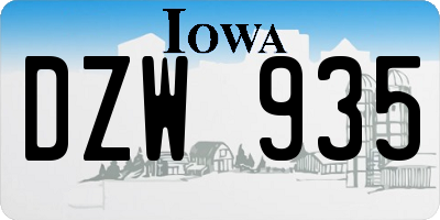 IA license plate DZW935