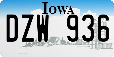 IA license plate DZW936