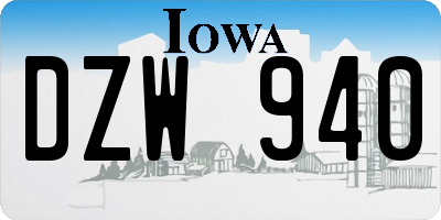 IA license plate DZW940