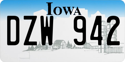 IA license plate DZW942