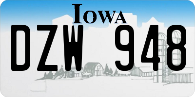 IA license plate DZW948