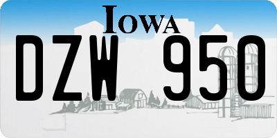 IA license plate DZW950
