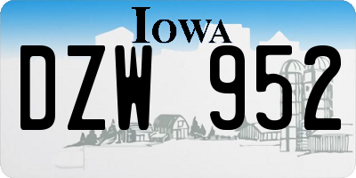 IA license plate DZW952