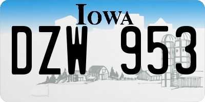 IA license plate DZW953