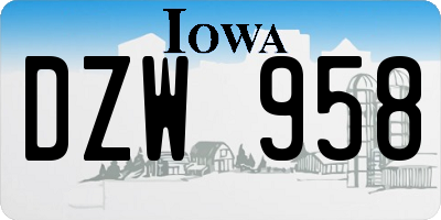 IA license plate DZW958