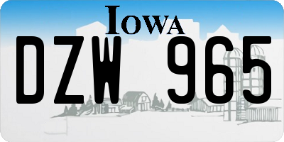 IA license plate DZW965