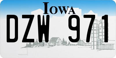 IA license plate DZW971