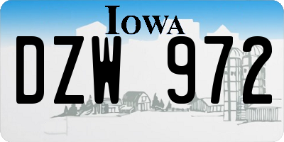 IA license plate DZW972