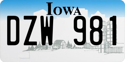 IA license plate DZW981