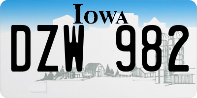 IA license plate DZW982