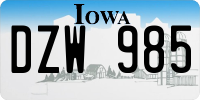 IA license plate DZW985