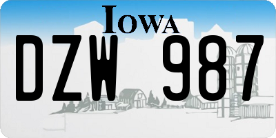 IA license plate DZW987