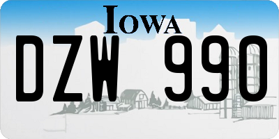 IA license plate DZW990