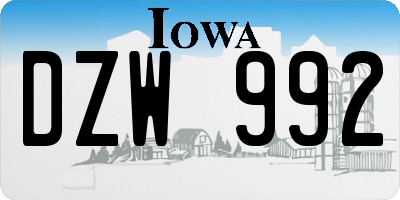 IA license plate DZW992