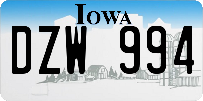 IA license plate DZW994