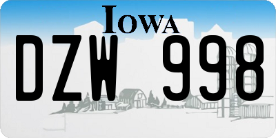 IA license plate DZW998