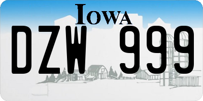 IA license plate DZW999