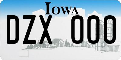 IA license plate DZX000