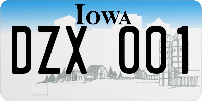 IA license plate DZX001