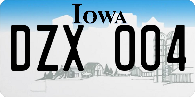 IA license plate DZX004