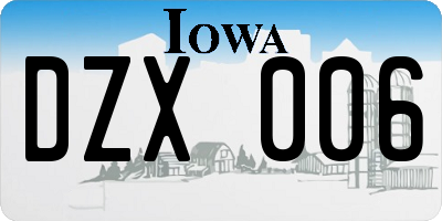 IA license plate DZX006