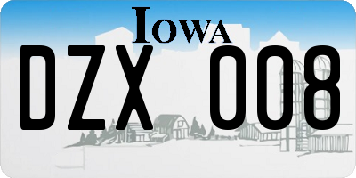 IA license plate DZX008