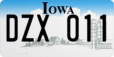 IA license plate DZX011