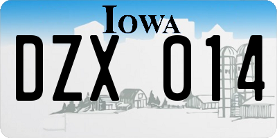 IA license plate DZX014