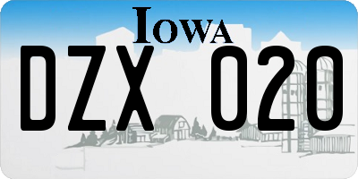 IA license plate DZX020