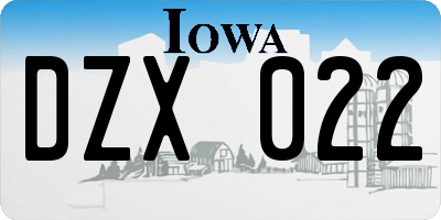 IA license plate DZX022