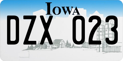 IA license plate DZX023