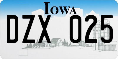 IA license plate DZX025