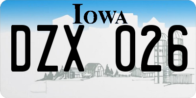 IA license plate DZX026