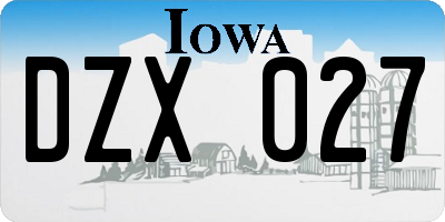 IA license plate DZX027