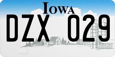 IA license plate DZX029