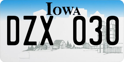 IA license plate DZX030