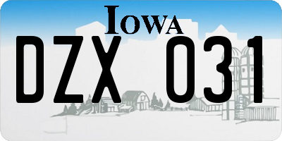 IA license plate DZX031