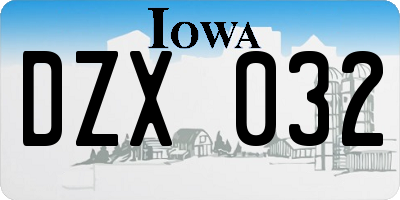 IA license plate DZX032