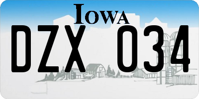 IA license plate DZX034