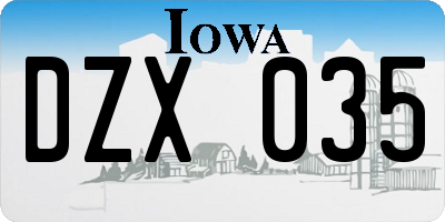 IA license plate DZX035