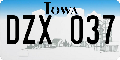 IA license plate DZX037