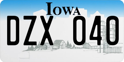 IA license plate DZX040