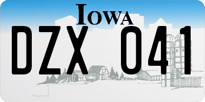 IA license plate DZX041