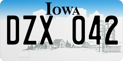IA license plate DZX042