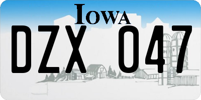 IA license plate DZX047