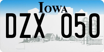 IA license plate DZX050