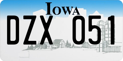 IA license plate DZX051